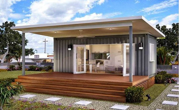 Mẫu nhà cont kết hợp sàn gỗ vừa mang đến sự sang trọng vừa ấm cúng