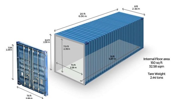 Thông số container 20 feet
