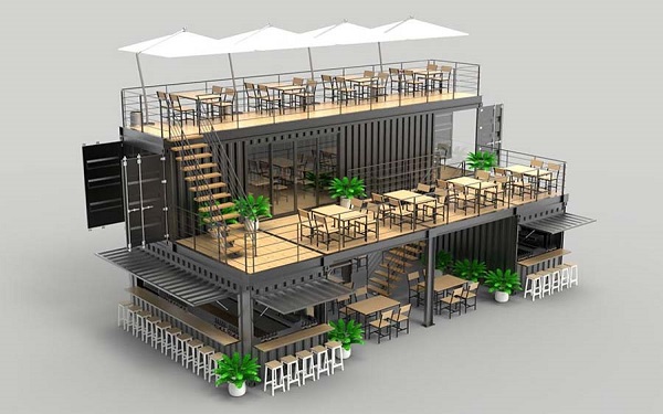 Bản thiết kế quán cafe sử dụng container 40 feet